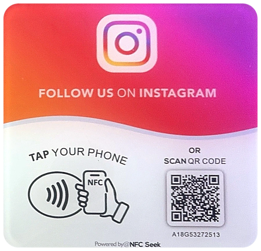 Instagram-Karte mit NFC-Symbol und QR-Code